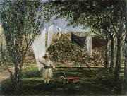 Child in a Garden with His Little Horse and Cart